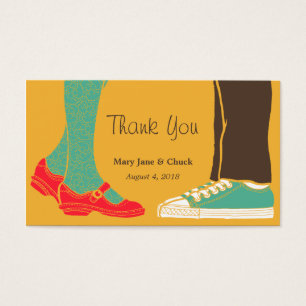 Girly Shoes & Sneakers Illustrated Bröllop Gult Visitkort