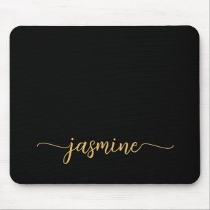 Girly Simple Black Personlig Monogram Namn Musmatta