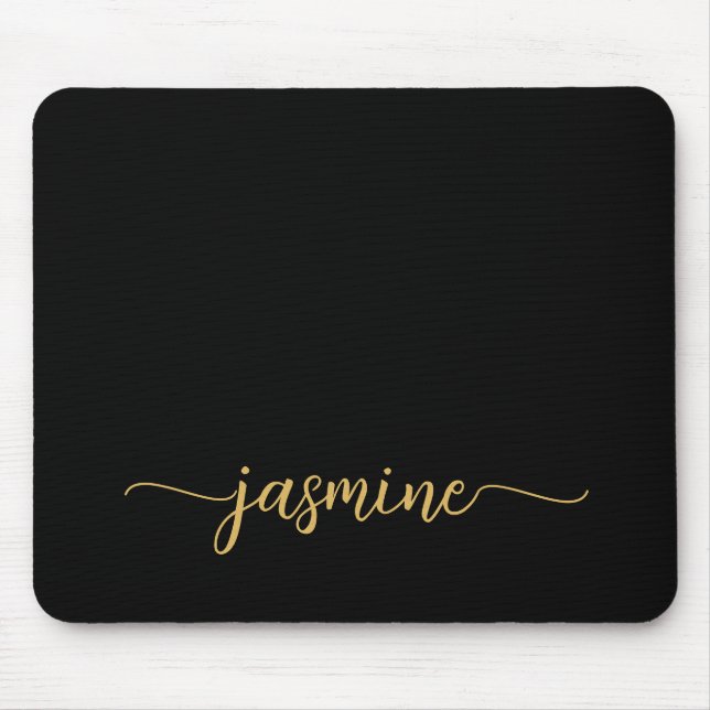 Girly Simple Black Personlig Monogram Namn Musmatta (Framsidan)