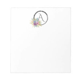 *~* Girly Simple Blommigt Glitter Monogram Initial Anteckningsblock