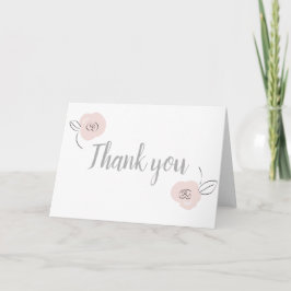 Girly Simple Flowers Grått och Ljus rosa Kort