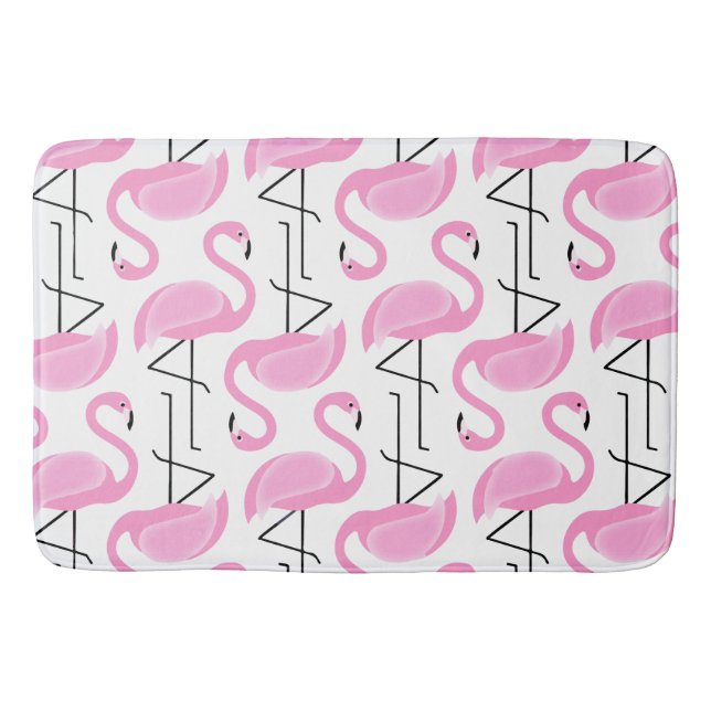 Girly Simple Modern Rosa Flamingo Pattern Badrumsmatta (Framsidan)