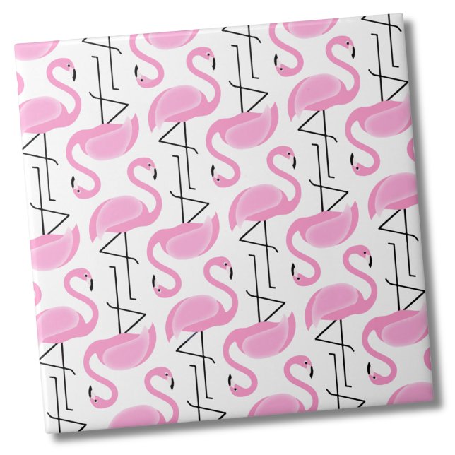 Girly Simple Modern Rosa Flamingo Pattern Kakelplatta (Cute Simple Modern Tropical Pattern Pink Flamingo Ceramic Tile)
