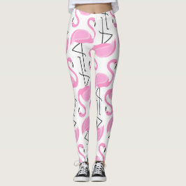 Girly Simple Modern Rosa Flamingo Pattern Leggings
