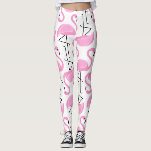 Girly Simple Modern Rosa Flamingo Pattern Leggings