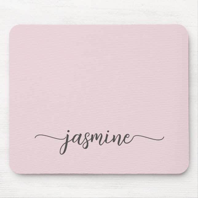 Girly Simple  Rosa Personlig Monogram Namn Musmatta (Framsidan)