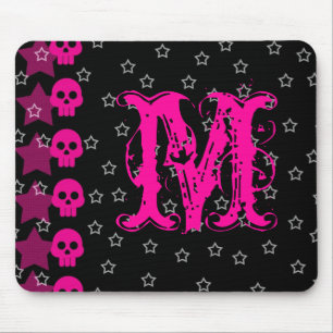 Girly Skull EMO-skräppostmonogram första musknapp Musmatta