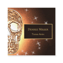 Girly Skull Gothic Coola Guld Glitter Metallic