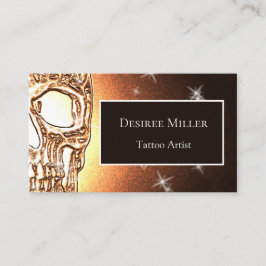 Girly Skull Gothic Coola Guld Glitter Metallic Visitkort