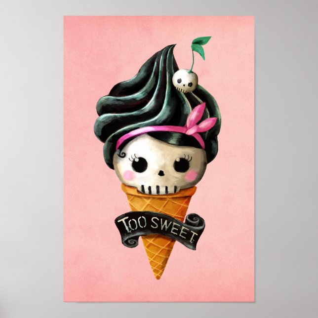 Girly Skull Ice Cream Cone Poster (Framsidan)