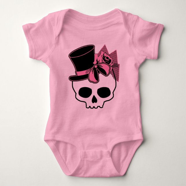 Girly Skull med Hat och Rosa Bow Tröja (Framsida)