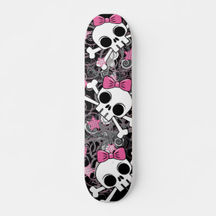 Girly Skull och Crossbone Skateboard Bräda 19,5 Cm