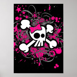 Girly Skull och korsben Poster