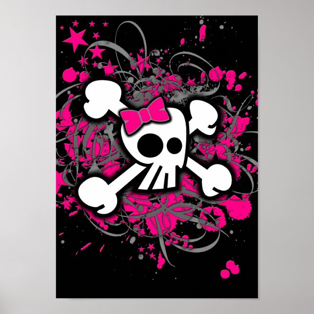 Girly Skull och korsben Poster (Framsidan)