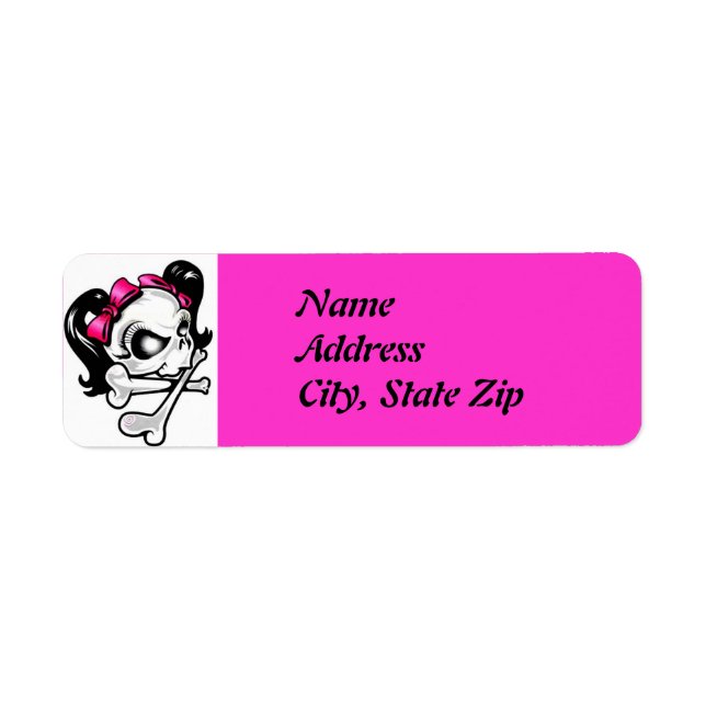 Girly Skull Returadress Etikett (Framsidan)