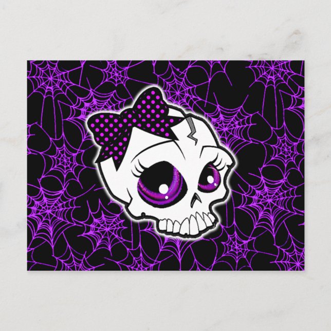 Girly Skull Vykort (Framsida)