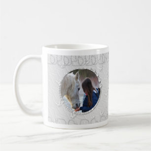 Girly Slilver Faux Sparkly Two Photo Heart-dekorat Kaffemugg