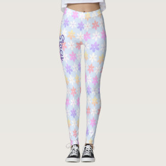 GIRLY SMALL FLOWERS BLEK ROSA GULT LILAC FÄRG LEGGINGS
