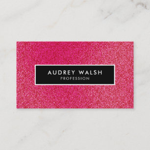 Girly Snyggt Faux Magenta Glitter Black Visitkort
