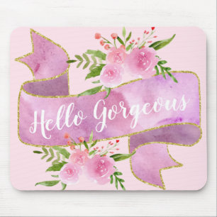 Girly Söt Blommigt  Rosa Hej Gorgous Guld Musmatta