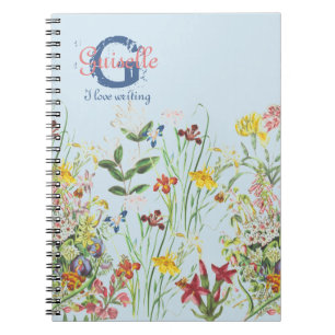Girly Söt botaniska Blommigten Herbal Namn Monogra Anteckningsbok