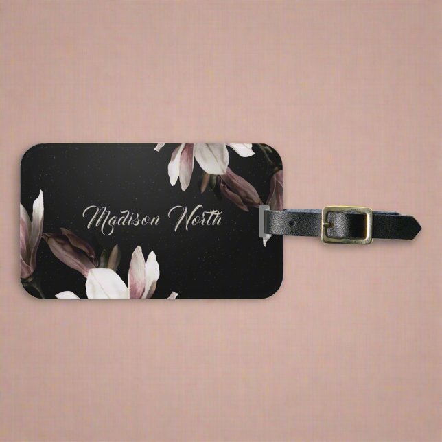 Girly Söt Flowers Monogram Namn Typography Bagagebricka (Skapare uppladdad)