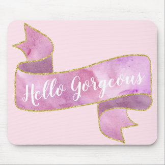 Girly Söt Rosa Hej Gorgous Guld Ribbon Musmatta