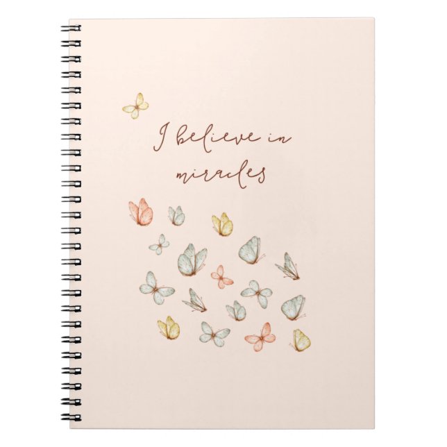 Girly Söt  Rosa Watercolor Butterflies Anteckningsbok (Framsidan)