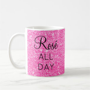 Girly Söt Rosé hela dagen Shock rosa Gnistran Glit Kaffemugg