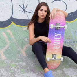 Girly Sparkles Rainbow Mini Skateboard Bräda 18,5 Cm