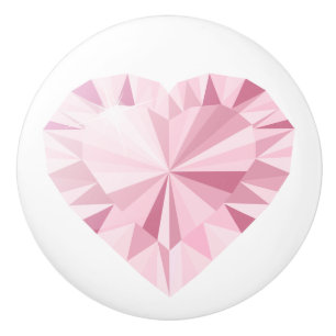 Girly Sparkly Diamond Rosa Heart Knopp