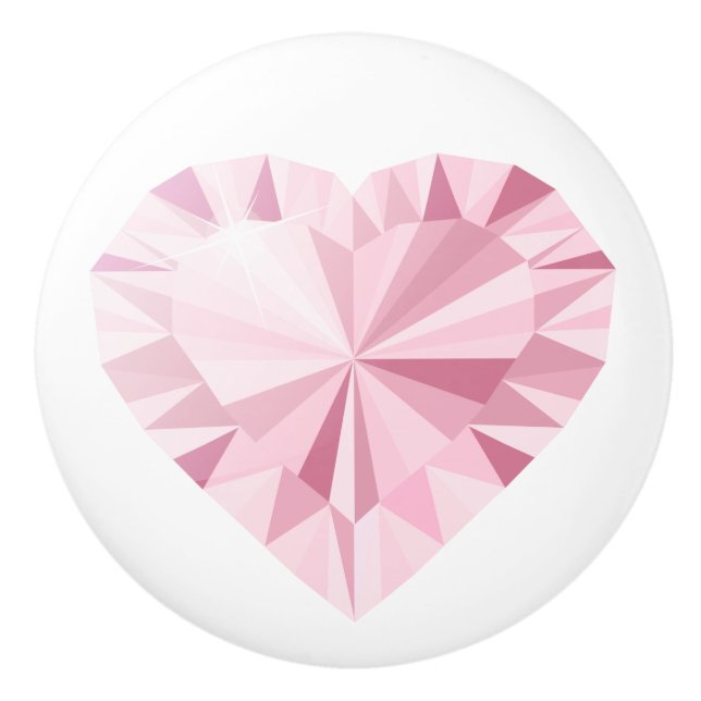 Girly Sparkly Diamond Rosa Heart Knopp (Framsidan)