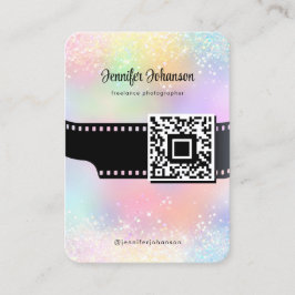 Girly Sparkly Glitter Film Roll Camera QR-kod Visitkort