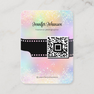 Girly Sparkly Glitter Film Roll Camera QR-kod Visitkort