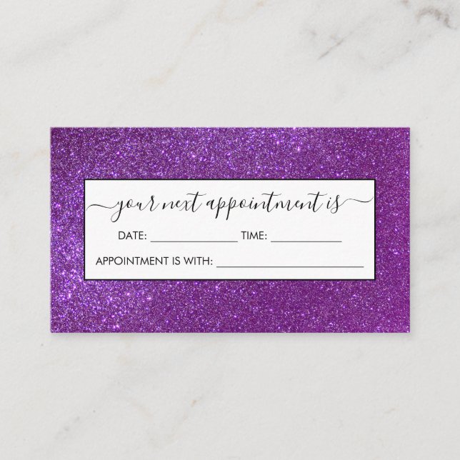 Girly Sparkly Royal Lila Glitter Tidsbeställning Kort (Framsida)