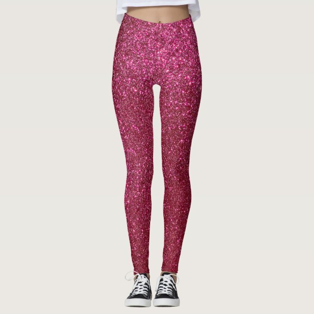 Girly Sparkly Vin Burgundy Red Glitter Leggings (Framsida)