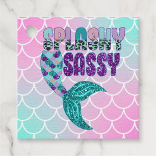 Girly Splashy Rosa Lila Grönt Svan Gåvor Etiketter