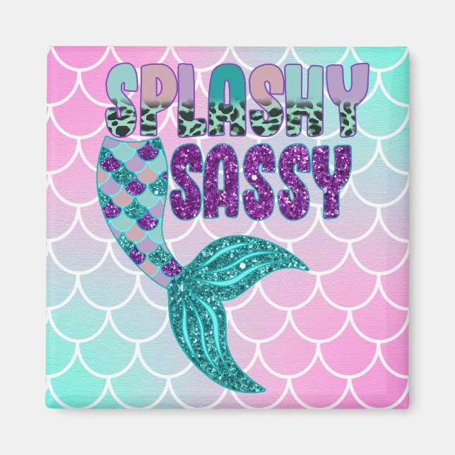 Girly Splashy Rosa Lila Grönt Svan Magnet (Framsidan)