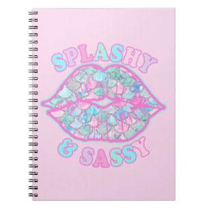 Girly Splashy & Sassy Rosa Turcos Sjöjungfru Kiss Anteckningsbok