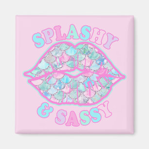 Girly Splashy & Sassy Rosa Turcos Sjöjungfru Kiss Magnet