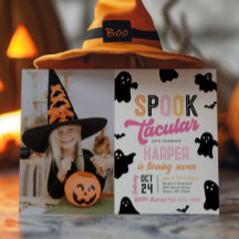 Girly Spooktacular Halloween Birthday-inbjudan