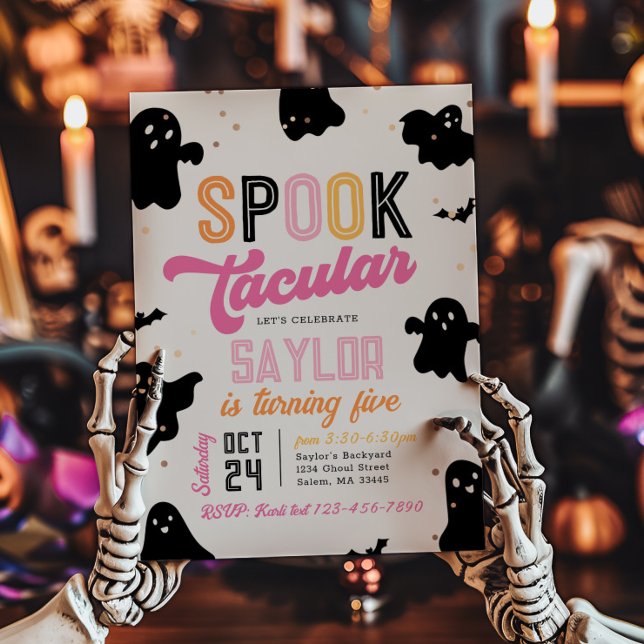 Girly Spooktacular Halloween Birthday-inbjudan Inbjudningar (Skapare uppladdad)