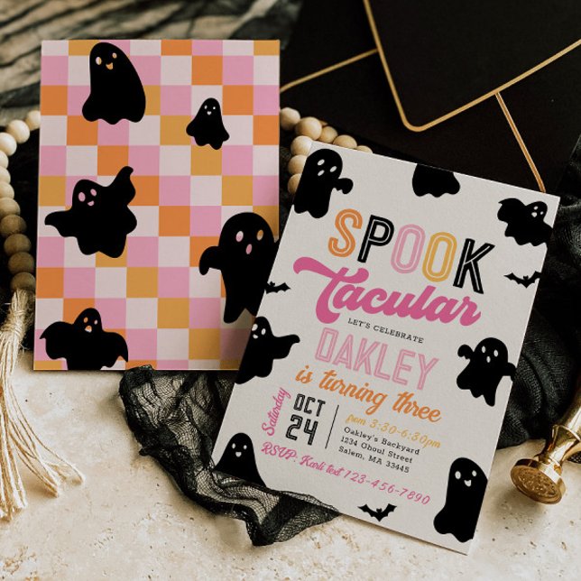 Girly Spooktacular Halloween Birthday-inbjudan Inbjudningar (Skapare uppladdad)