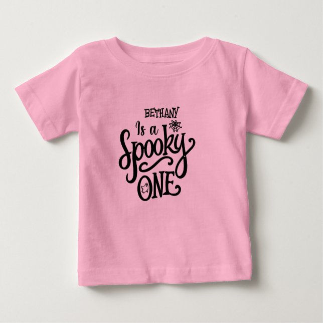 Girly Spooky One First Birthday Halloween T Shirt (Framsida)