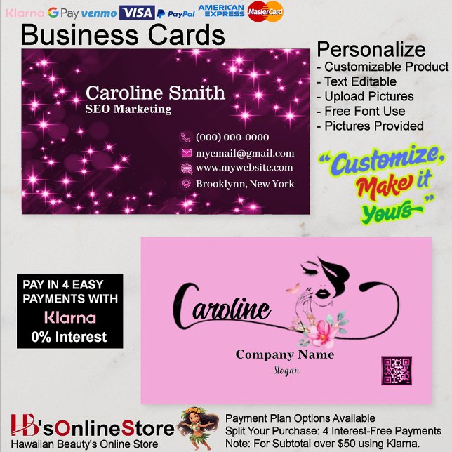 Girly Star Glitter Sparkles Elegant Rosa QR-kod Visitkort (Girly Star Glitter Sparkles Elegant Pink QR Code Business Card 33.)