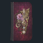 Girly Steampunk Samsung S4 Plånboksfodral<br><div class="desc">Coolans ångformade design med giftig deginess med ro,  metalliska snurrar och juveler på en djup burgandamaskbakgrund. Dimensionseffekterna uppnås digitalt,  den faktiska produkten har ett plant yta.</div>