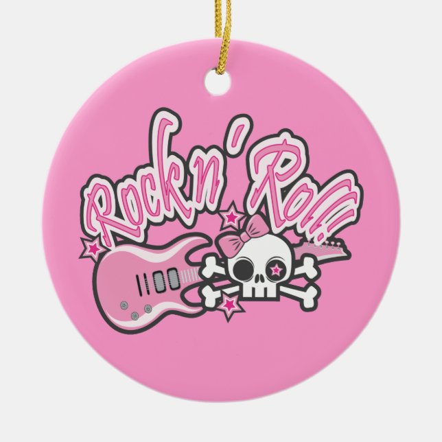 Girly Sten n'Roll Skull Julgransprydnad Keramik (Framsidan)