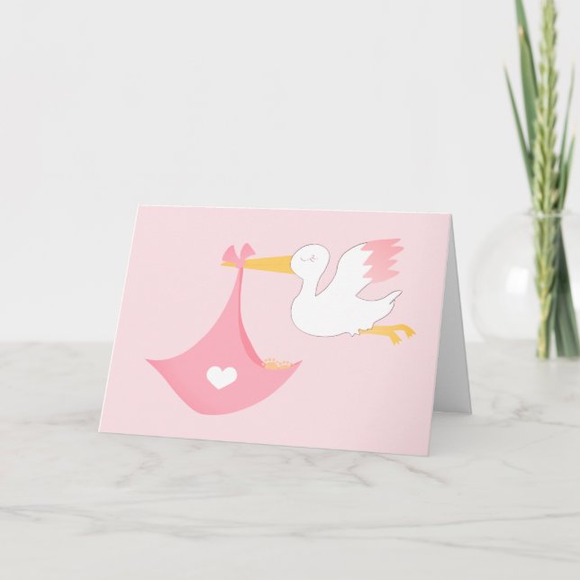 Girly Stork med en Baby-bunt av Joy Rosa Kort (Framsida)