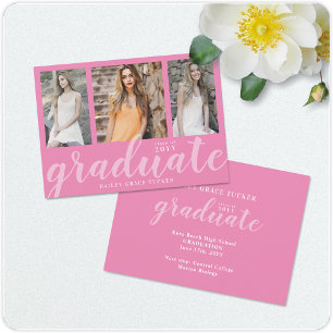 Girly Student 3-Photo Collage Rosa Studenten Meddelande