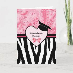 Girly Studenten Grattisar Zebra mönstrad Kort